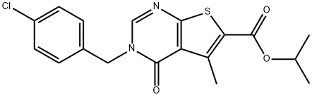 isopropyl 3-(4-chlorobenzyl)-5-methyl-4-oxo-3,4-dihydrothieno[2,3-d]pyrimidine-6-carboxylate Struktur