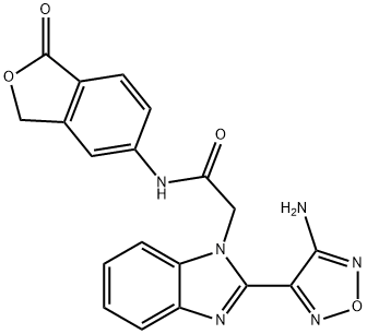 2-[2-(4-amino-1,2,5-oxadiazol-3-yl)-1H-benzimidazol-1-yl]-N-(1-oxo-1,3-dihydro-2-benzofuran-5-yl)acetamide Struktur