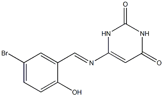 6-[(5-bromo-2-hydroxybenzylidene)amino]-2,4(1H,3H)-pyrimidinedione Struktur