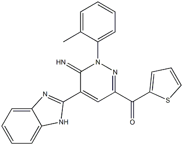 [5-(1H-benzimidazol-2-yl)-6-imino-1-(2-methylphenyl)-1,6-dihydro-3-pyridazinyl](2-thienyl)methanone Struktur