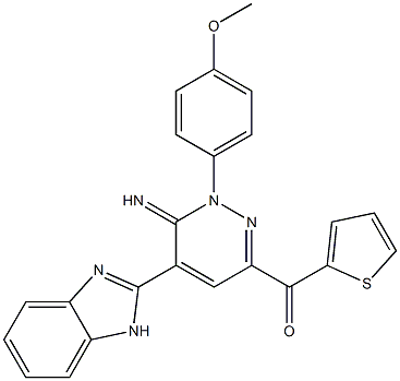 [5-(1H-benzimidazol-2-yl)-6-imino-1-(4-methoxyphenyl)-1,6-dihydro-3-pyridazinyl](2-thienyl)methanone Struktur