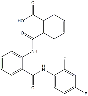 6-({2-[(2,4-difluoroanilino)carbonyl]anilino}carbonyl)-3-cyclohexene-1-carboxylic acid Struktur