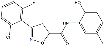 3-(2-chloro-6-fluorophenyl)-N-(2-hydroxy-5-methylphenyl)-4,5-dihydro-5-isoxazolecarboxamide Struktur