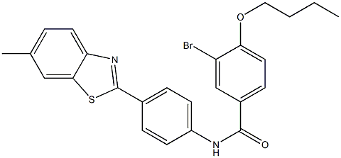 3-bromo-4-butoxy-N-[4-(6-methyl-1,3-benzothiazol-2-yl)phenyl]benzamide Struktur