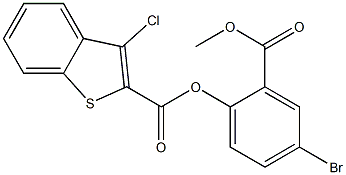 4-bromo-2-(methoxycarbonyl)phenyl 3-chloro-1-benzothiophene-2-carboxylate Struktur