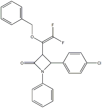 3-[1-(benzyloxy)-2,2-difluorovinyl]-4-(4-chlorophenyl)-1-phenyl-2-azetidinone Struktur