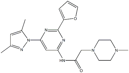 N-[6-(3,5-Dimethyl-pyrazol-1-yl)-2-furan-2-yl-pyrimidin-4-yl]-2-(4-methyl-piperazin-1-yl)-acetamide Struktur