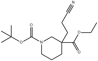 1-tert-butyl 3-ethyl 3-(2-cyanoethyl)piperidine-1,3-dicarboxylate Struktur