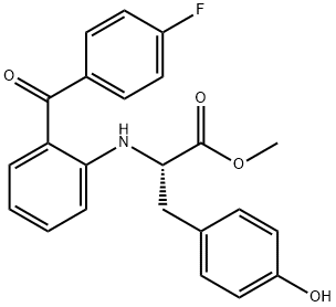 2-[2-(4-Fluoro-benzoyl)-phenylamino]-3-(4-hydroxy-phenyl)-propionic acid methyl ester Struktur