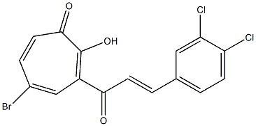 5-bromo-3-[3-(3,4-dichlorophenyl)acryloyl]-2-hydroxy-2,4,6-cycloheptatrien-1-one Struktur