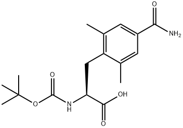 2-((tert-butoxycarbonyl)amino)-3-(4-carbamoyl-2,6-dimethylphenyl)propanoic acid Struktur