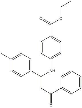 ethyl 4-{[1-(4-methylphenyl)-3-oxo-3-phenylpropyl]amino}benzoate Struktur