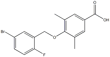 4-[(5-bromo-2-fluorophenyl)methoxy]-3,5-dimethylbenzoic acid Struktur