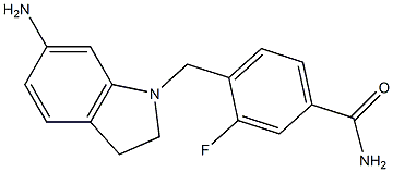 4-[(6-amino-2,3-dihydro-1H-indol-1-yl)methyl]-3-fluorobenzamide Struktur