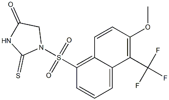 2-Thioxo-1-[[5-(trifluoromethyl)-6-methoxy-1-naphtyl]sulfonyl]imidazolidin-4-one Struktur