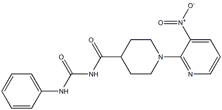 N-{[1-(3-nitro-2-pyridyl)-4-piperidyl]carbonyl}-N'-phenylurea Struktur