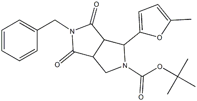 tert-butyl 5-benzyl-1-(5-methyl-2-furyl)-4,6-dioxohexahydropyrrolo[3,4-c]pyrrole-2(1H)-carboxylate Struktur