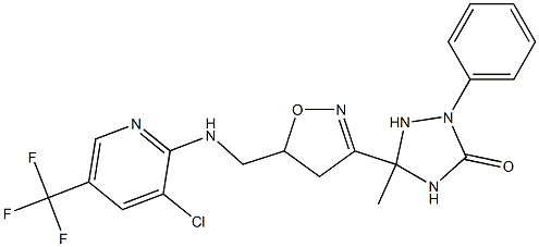 5-[5-({[3-chloro-5-(trifluoromethyl)-2-pyridinyl]amino}methyl)-4,5-dihydro-3-isoxazolyl]-5-methyl-2-phenyl-1,2,4-triazolan-3-one Struktur