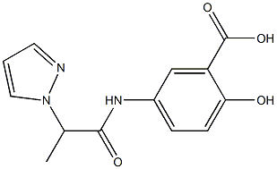 2-hydroxy-5-[2-(1H-pyrazol-1-yl)propanamido]benzoic acid Struktur