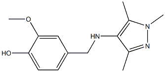 2-methoxy-4-{[(1,3,5-trimethyl-1H-pyrazol-4-yl)amino]methyl}phenol Struktur