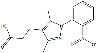 3-[3,5-dimethyl-1-(2-nitrophenyl)-1H-pyrazol-4-yl]propanoic acid Struktur