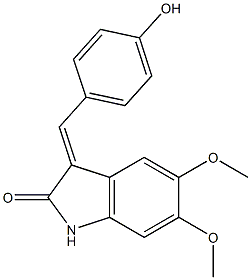 1,3-dihydro-5,6-dimethoxy-3-((4-hydroxyphenyl)methylene)-2H-indol-2-one Struktur