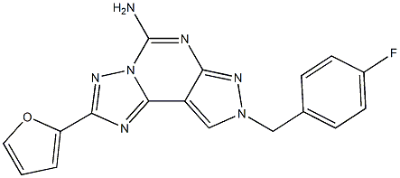 5-amino-8-(4-fluorobenzyl)-2-(2-furyl)pyrazolo(4,3-e)-1,2,4-triazolo(1,5-c)pyrimidine Struktur