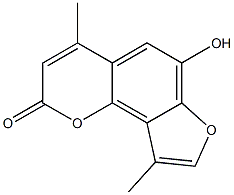 4,9-dimethyl-6-hydroxy-2H-furo(2,3-h)(1)benzopyran-2-one Struktur