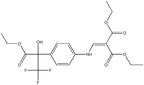 diethyl 2-({4-[1-(ethoxycarbonyl)-2,2,2-trifluoro-1-hydroxyethyl]anilino}methylidene)malonate Struktur