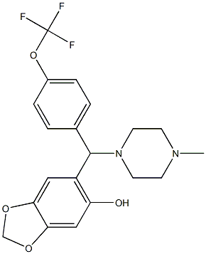 6-{(4-methylpiperazino)[4-(trifluoromethoxy)phenyl]methyl}-1,3-benzodioxol-5-ol Struktur