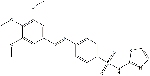 N1-(1,3-thiazol-2-yl)-4-[(3,4,5-trimethoxybenzylidene)amino]benzene-1-sulfo namide Struktur