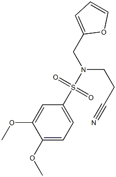 N1-(2-cyanoethyl)-N1-(2-furylmethyl)-3,4-dimethoxybenzene-1-sulfonamide Struktur