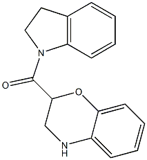 2-(2,3-dihydro-1H-indol-1-ylcarbonyl)-3,4-dihydro-2H-1,4-benzoxazine Struktur