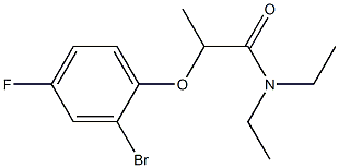 2-(2-bromo-4-fluorophenoxy)-N,N-diethylpropanamide Struktur