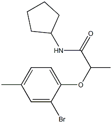 2-(2-bromo-4-methylphenoxy)-N-cyclopentylpropanamide Struktur