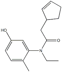 2-(cyclopent-2-en-1-yl)-N-ethyl-N-(5-hydroxy-2-methylphenyl)acetamide Struktur