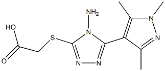 2-{[4-amino-5-(1,3,5-trimethyl-1H-pyrazol-4-yl)-4H-1,2,4-triazol-3-yl]sulfanyl}acetic acid Struktur