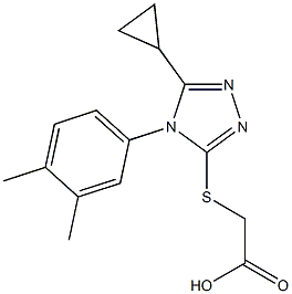 2-{[5-cyclopropyl-4-(3,4-dimethylphenyl)-4H-1,2,4-triazol-3-yl]sulfanyl}acetic acid Struktur