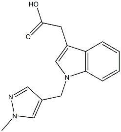 2-{1-[(1-methyl-1H-pyrazol-4-yl)methyl]-1H-indol-3-yl}acetic acid Struktur