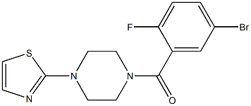 2-{4-[(5-bromo-2-fluorophenyl)carbonyl]piperazin-1-yl}-1,3-thiazole Struktur