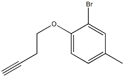 2-bromo-1-(but-3-yn-1-yloxy)-4-methylbenzene Struktur