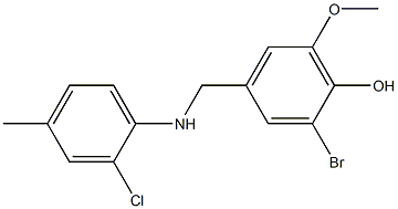 2-bromo-4-{[(2-chloro-4-methylphenyl)amino]methyl}-6-methoxyphenol Struktur