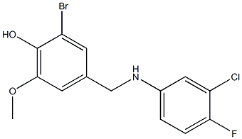 2-bromo-4-{[(3-chloro-4-fluorophenyl)amino]methyl}-6-methoxyphenol Struktur