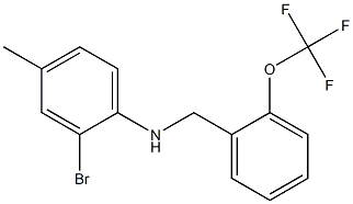 2-bromo-4-methyl-N-{[2-(trifluoromethoxy)phenyl]methyl}aniline Struktur