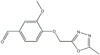 3-methoxy-4-[(5-methyl-1,3,4-oxadiazol-2-yl)methoxy]benzaldehyde Struktur