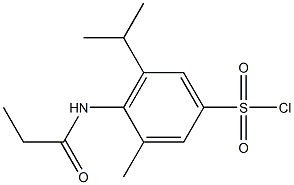 3-methyl-5-(propan-2-yl)-4-propanamidobenzene-1-sulfonyl chloride Struktur