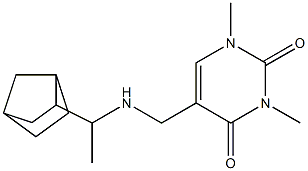 5-{[(1-{bicyclo[2.2.1]heptan-2-yl}ethyl)amino]methyl}-1,3-dimethyl-1,2,3,4-tetrahydropyrimidine-2,4-dione Struktur