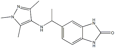 5-{1-[(1,3,5-trimethyl-1H-pyrazol-4-yl)amino]ethyl}-2,3-dihydro-1H-1,3-benzodiazol-2-one Struktur