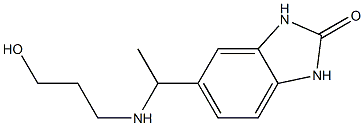 5-{1-[(3-hydroxypropyl)amino]ethyl}-2,3-dihydro-1H-1,3-benzodiazol-2-one Struktur