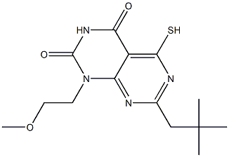 5-mercapto-1-(2-methoxyethyl)-7-neopentylpyrimido[4,5-d]pyrimidine-2,4(1H,3H)-dione Struktur